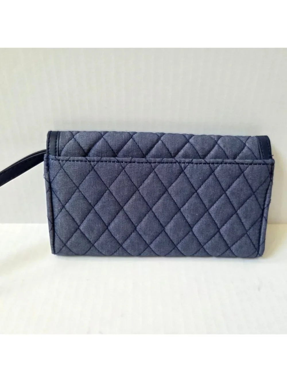 Vera Bradley Trimmed Wristlet Moonlight Navy Wallet Quilted Chambray Denim